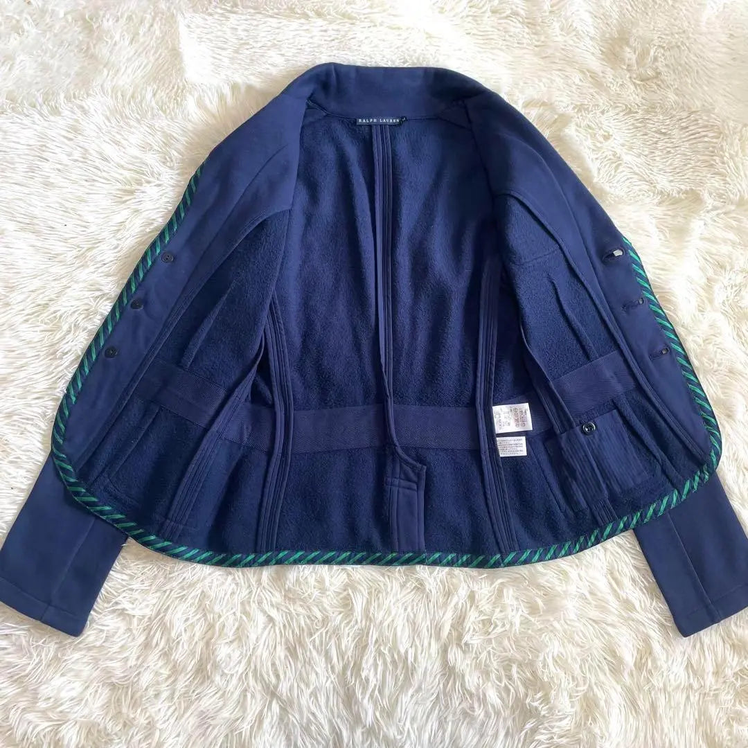 [Ralph Lauren] Navy Blue Tailored Jacket Emblem Gold Button M