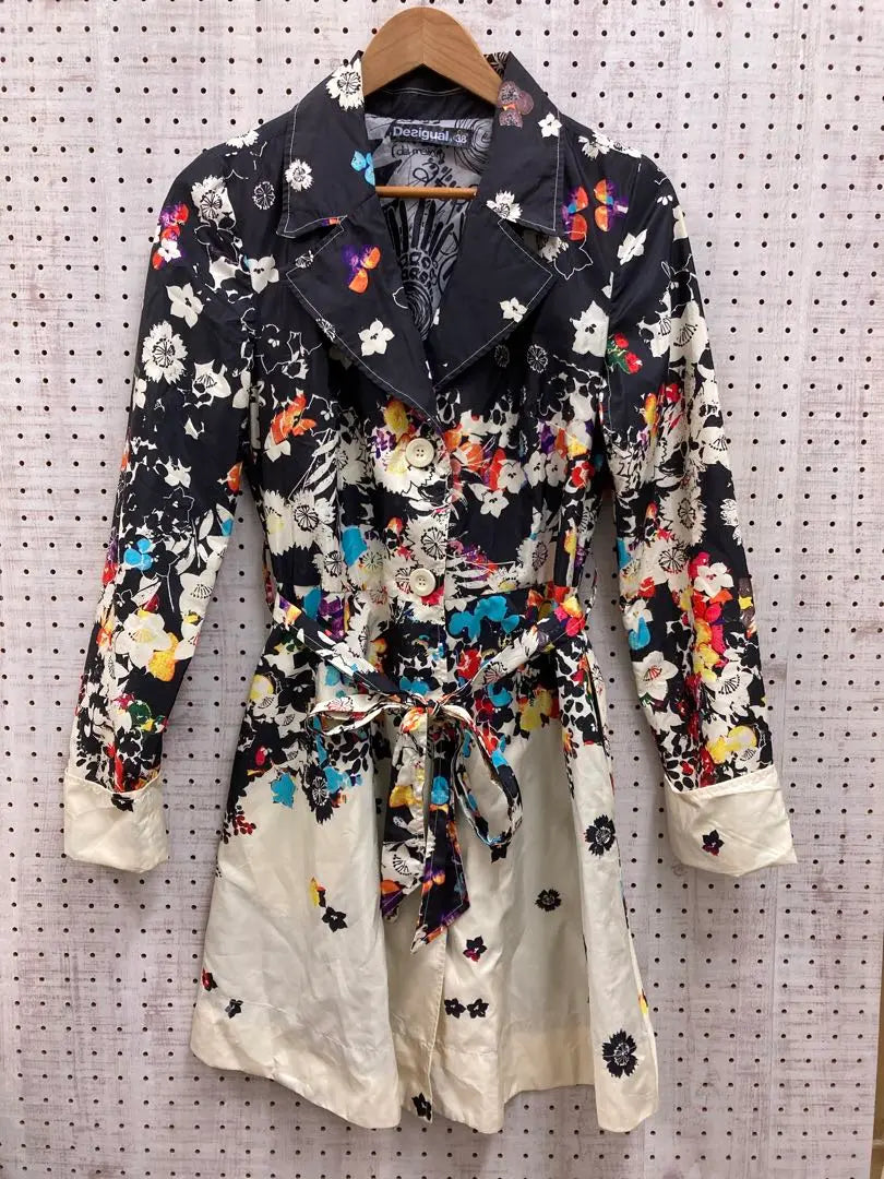 Desigual Luxury Old Clothing Art Floral Pattern Long Jacket Coat