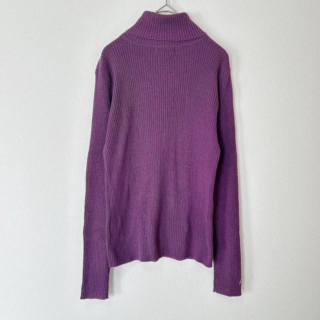 C.P.A. Turtle neck sweater [L] Purple purple sustainable casual sleeve embroidery | C.P.A. タートルネックセーター【L】パープル紫　無地　カジュアル　袖刺繍