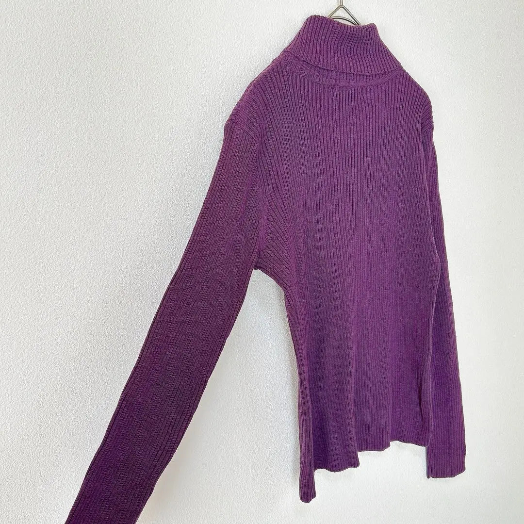 C.P.A. Turtle neck sweater [L] Purple purple sustainable casual sleeve embroidery | C.P.A. タートルネックセーター【L】パープル紫　無地　カジュアル　袖刺繍