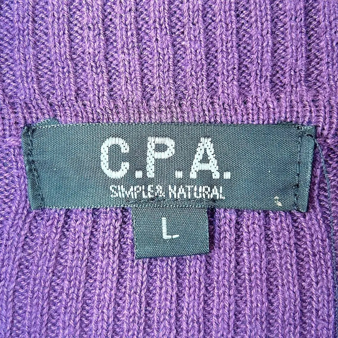 C.P.A. Turtle neck sweater [L] Purple purple sustainable casual sleeve embroidery | C.P.A. タートルネックセーター【L】パープル紫　無地　カジュアル　袖刺繍