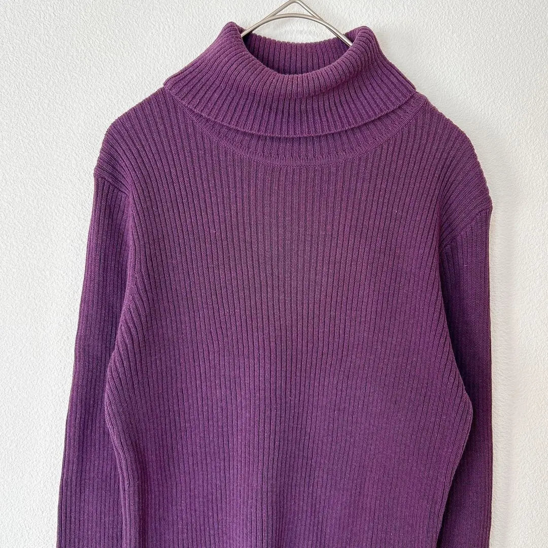 C.P.A. Turtle neck sweater [L] Purple purple sustainable casual sleeve embroidery | C.P.A. タートルネックセーター【L】パープル紫　無地　カジュアル　袖刺繍