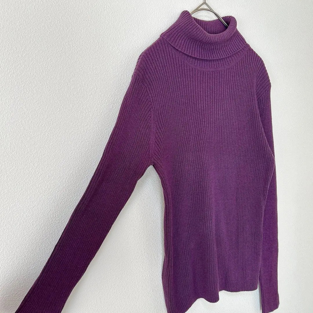 C.P.A. Turtle neck sweater [L] Purple purple sustainable casual sleeve embroidery | C.P.A. タートルネックセーター【L】パープル紫　無地　カジュアル　袖刺繍