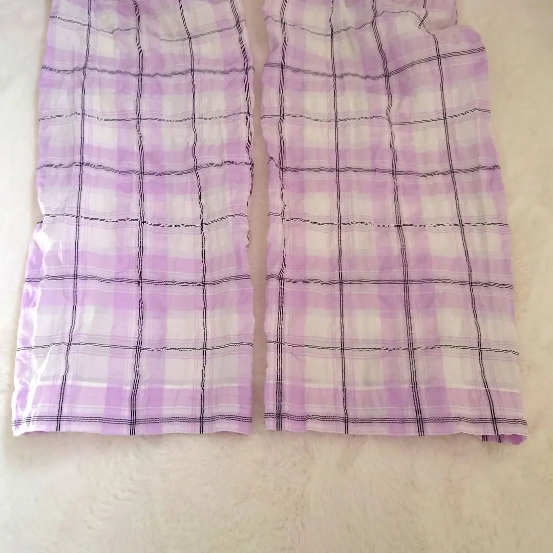 [WCJ] Pantalón casual de cuadros, morado y blanco, talla F