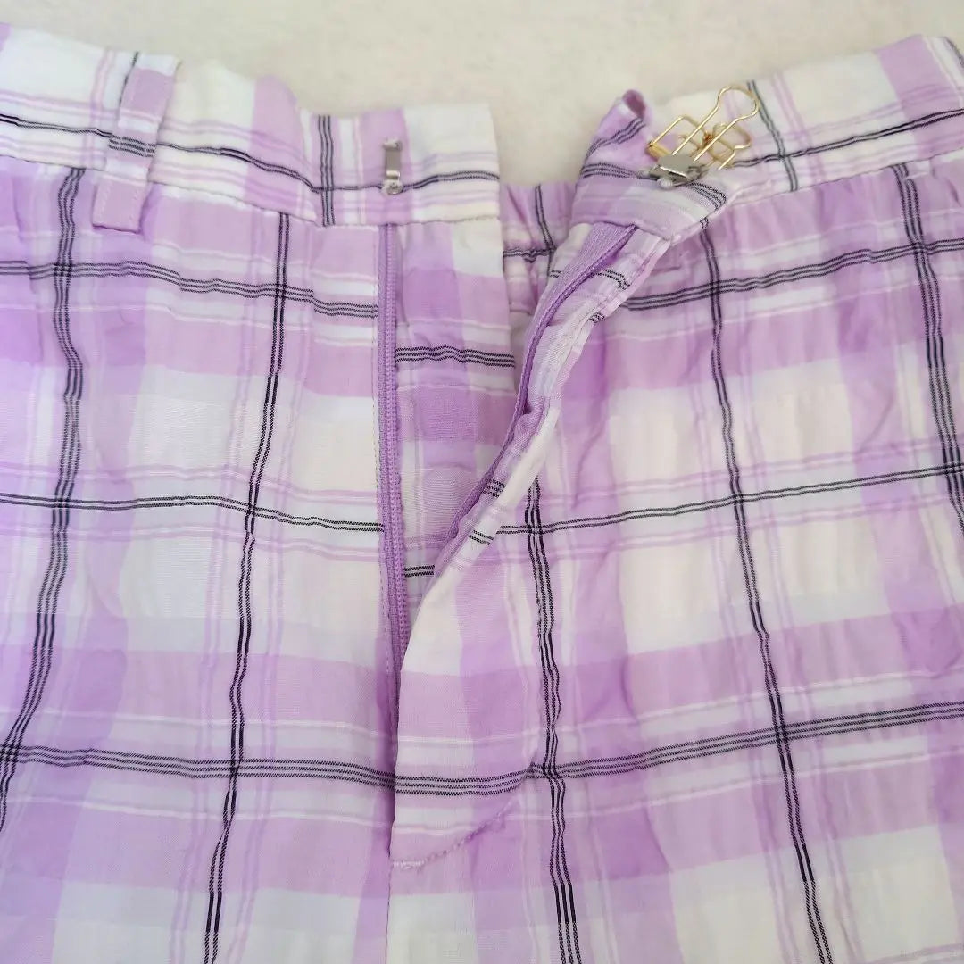 [WCJ] Pantalón casual de cuadros, morado y blanco, talla F