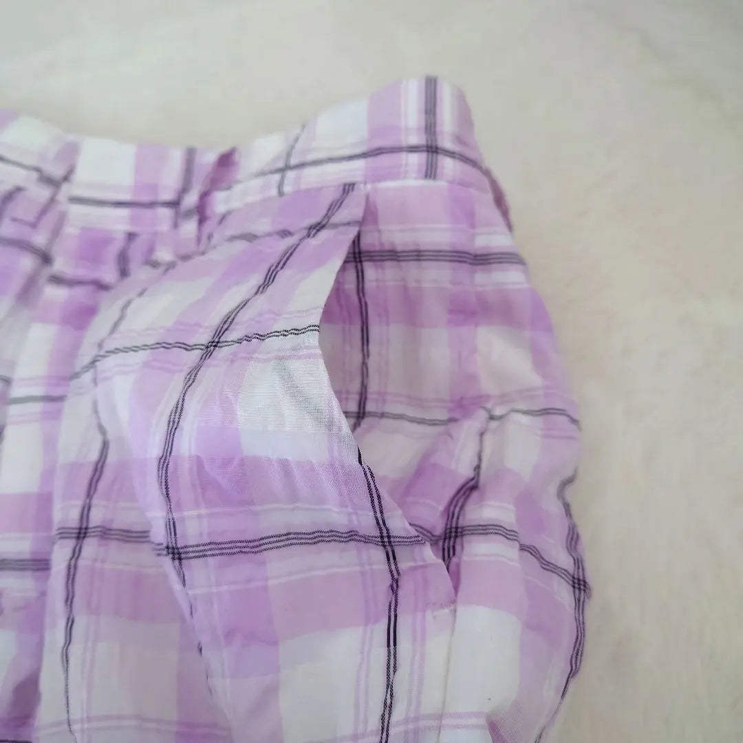 [WCJ] Checkered casual pants, purple white, size F