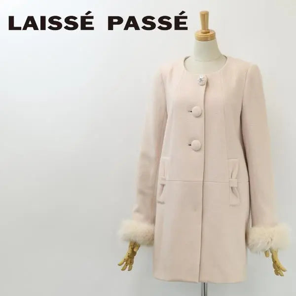 B4885 ■Resse Passe with Fox Fur Wool No Collar Coat 36