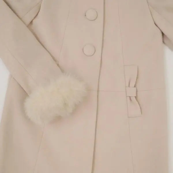 B4885 ■Resse Passe with Fox Fur Wool No Collar Coat 36