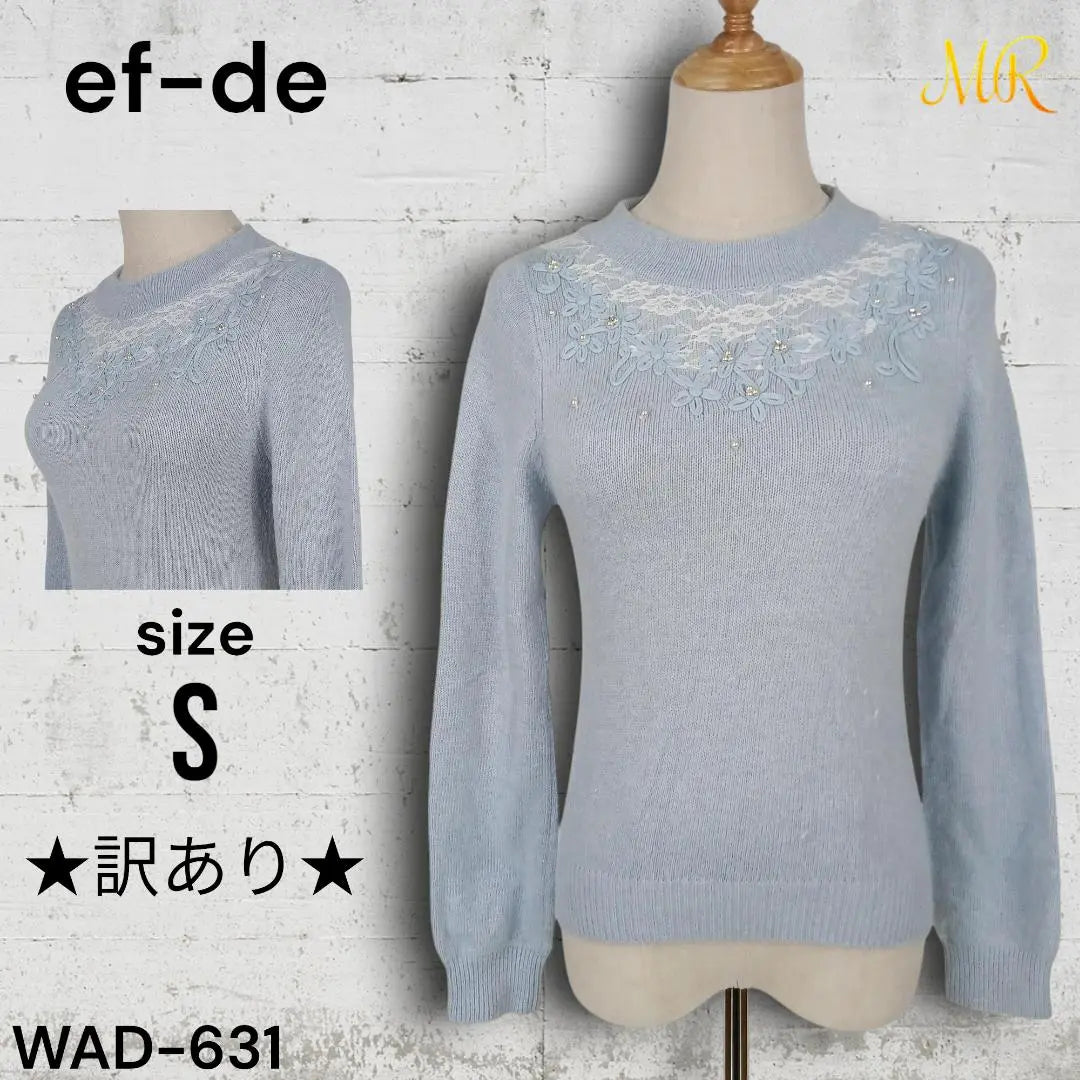 ★Damage★ ef-de long sleeve knit cut and sew bijoux stylish spring and autumn