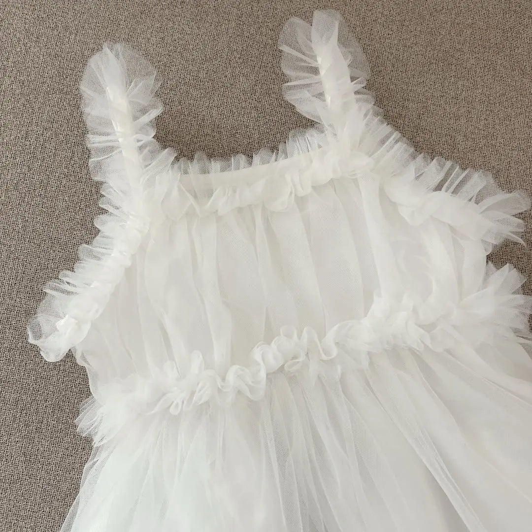 White Tulle Baby Dress Frill 60cm 70cm | ホワイトチュールベビードレス フリル 60cm 70cm