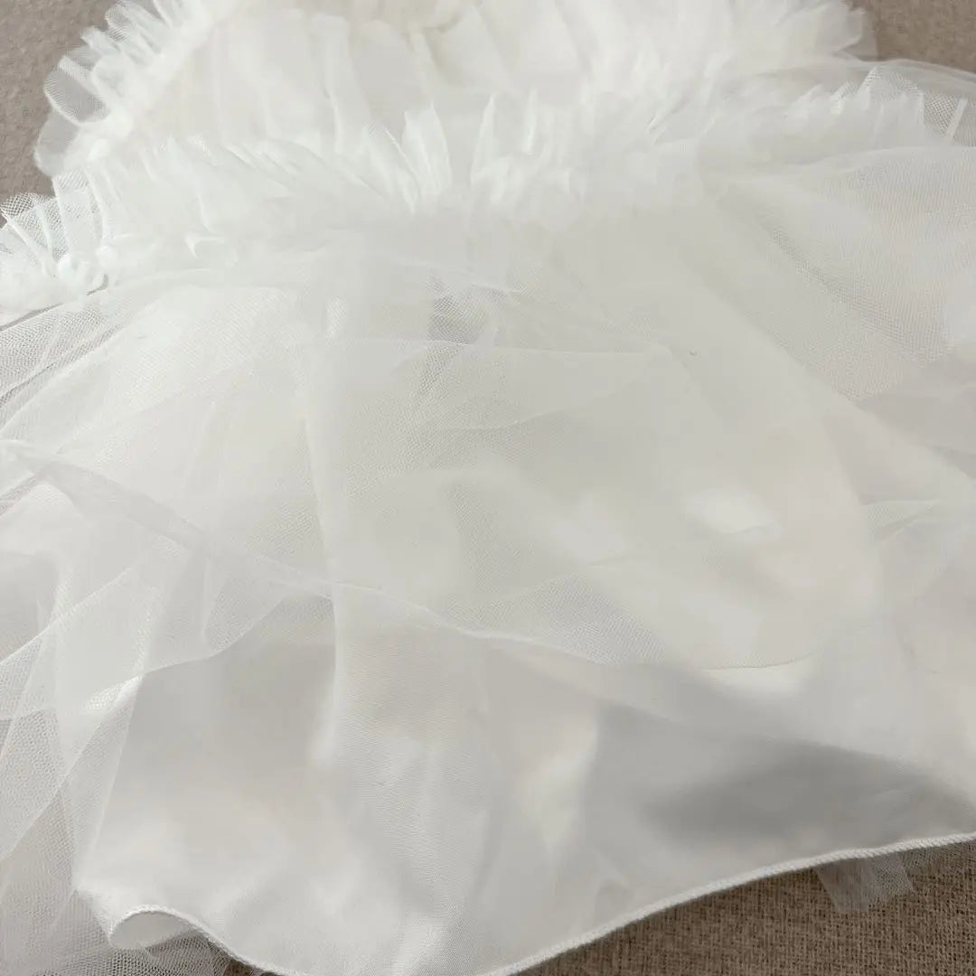 White Tulle Baby Dress Frill 60cm 70cm | ホワイトチュールベビードレス フリル 60cm 70cm