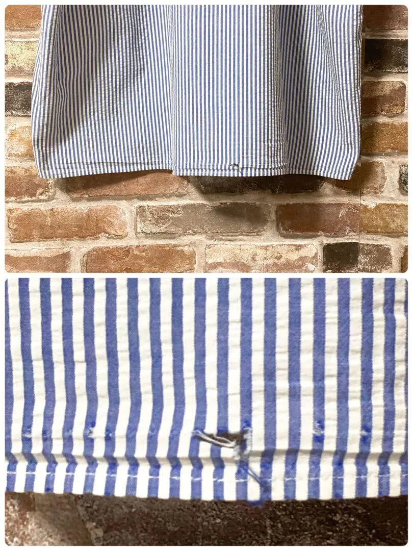 [Popular] Tommy Hilfiger Short Sleeve BD Shirt Striped Pattern ☆L