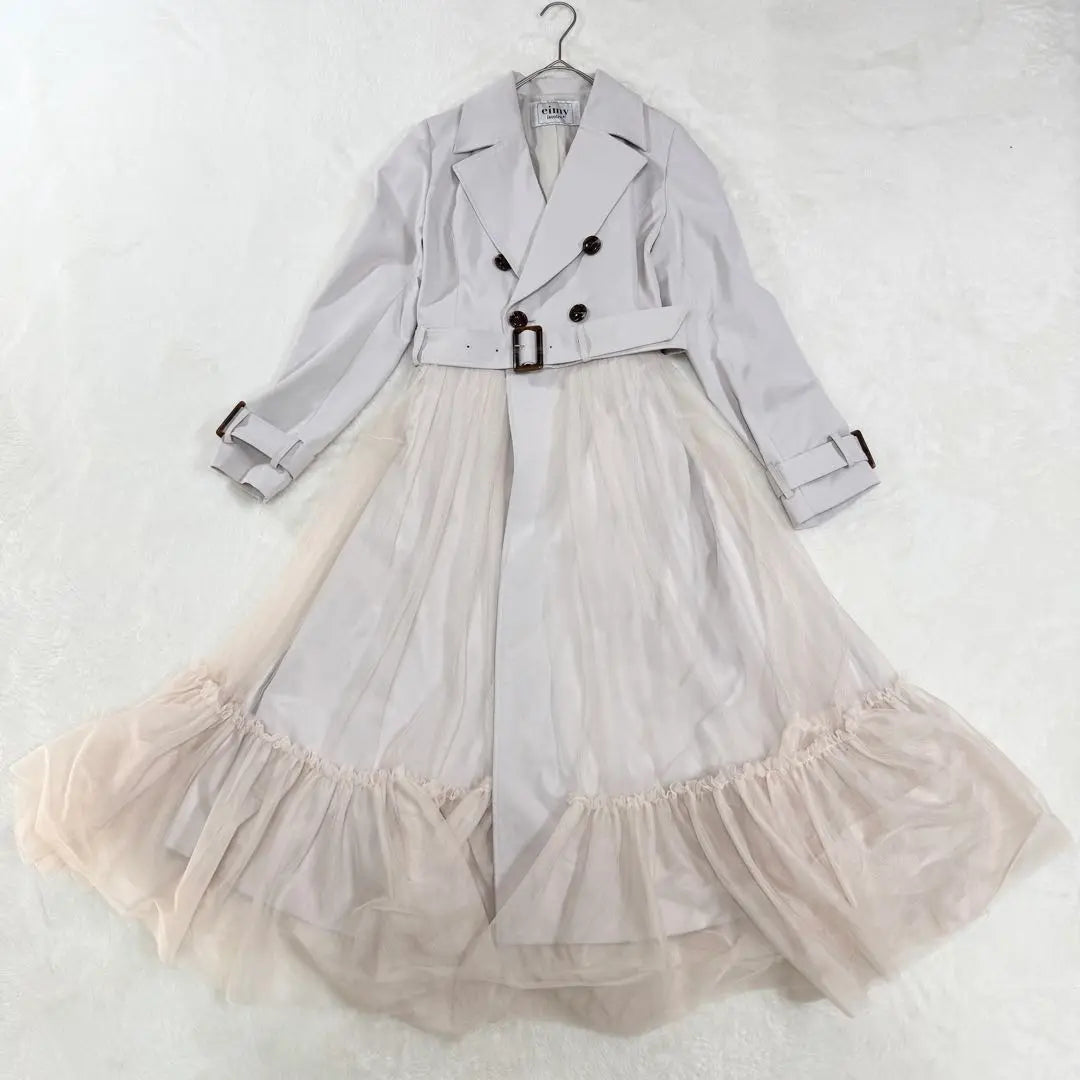 Beautiful condition Amy Istwirl Tulle Design Trench Coat Feminine Frill M