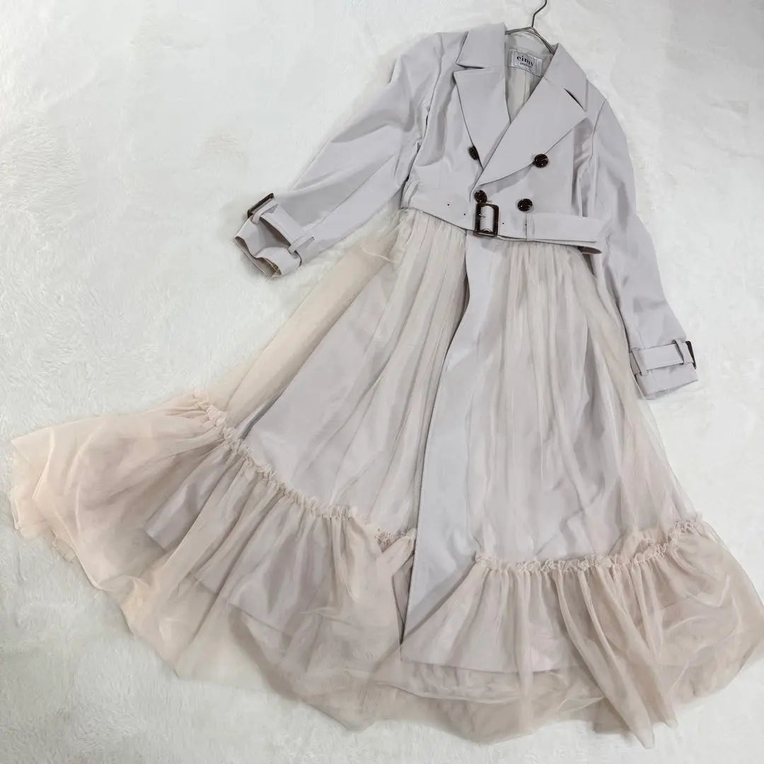 Beautiful condition Amy Istwirl Tulle Design Trench Coat Feminine Frill M