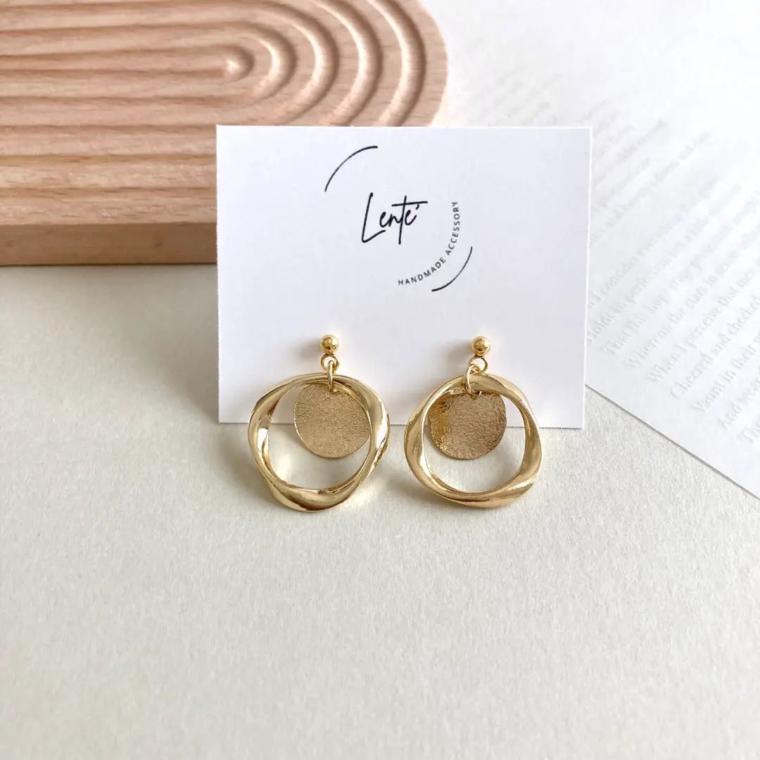 No.201 "Handmade" Hoop Coin Gold Earrings Earrings