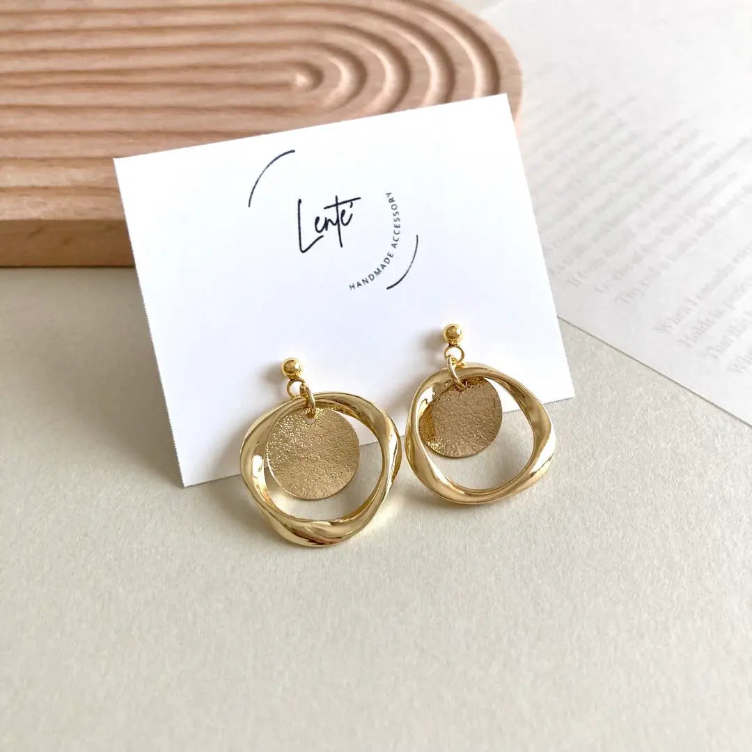 No.201 "Handmade" Hoop Coin Gold Earrings Earrings