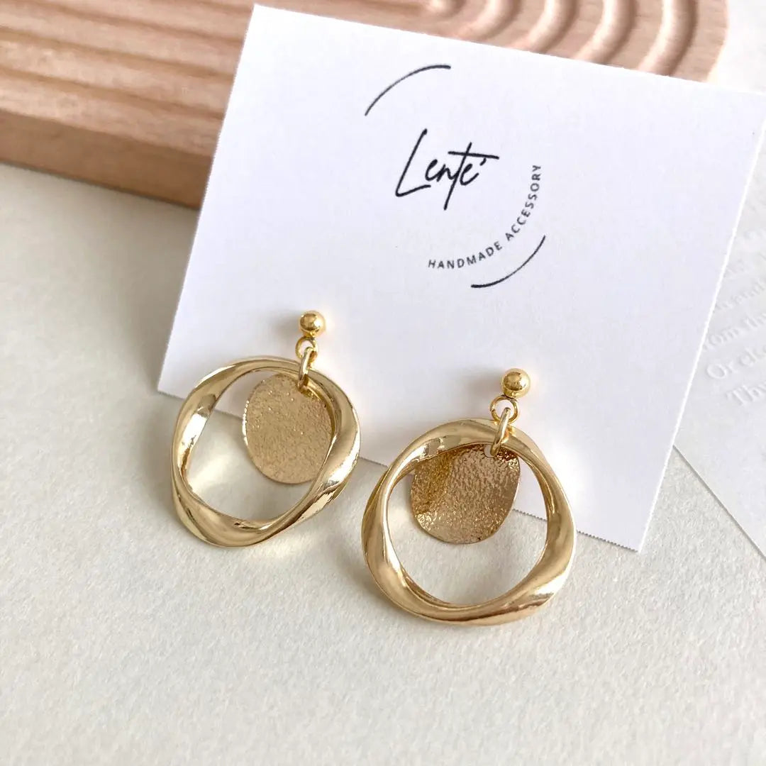 No.201 "Handmade" Hoop Coin Gold Earrings Earrings