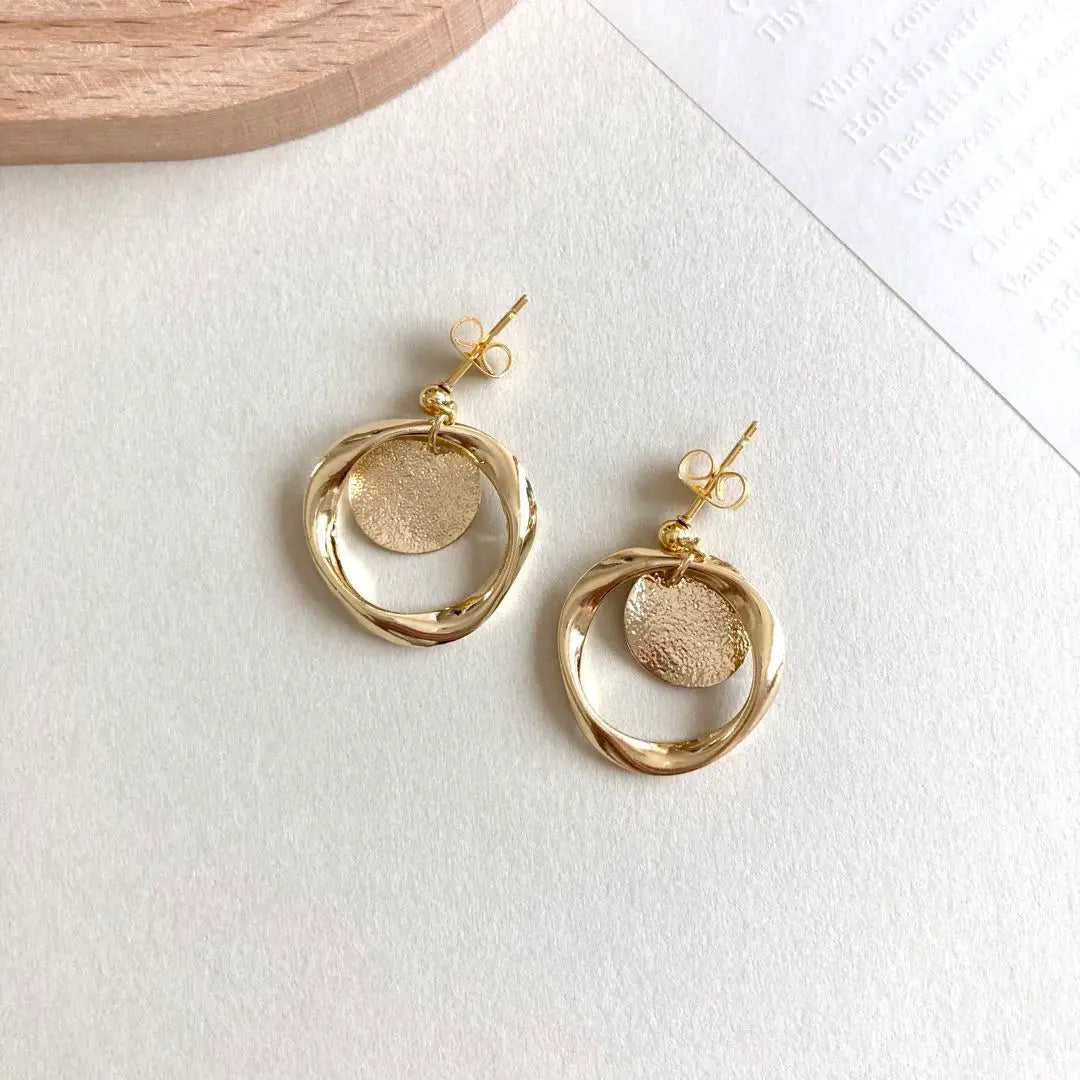 No.201 "Handmade" Hoop Coin Gold Earrings Earrings