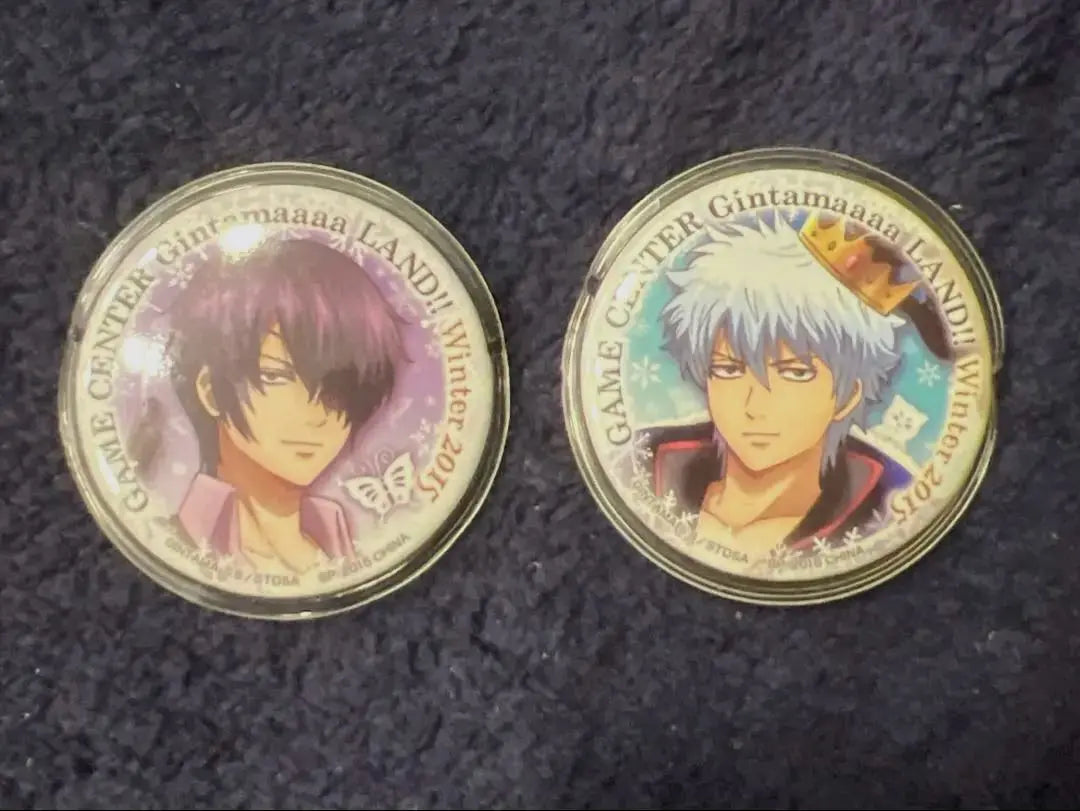 Insignia conmemorativa de lata Gintama Gintoki Takasugi Game Center Gintama Aaa Land Winter 2015