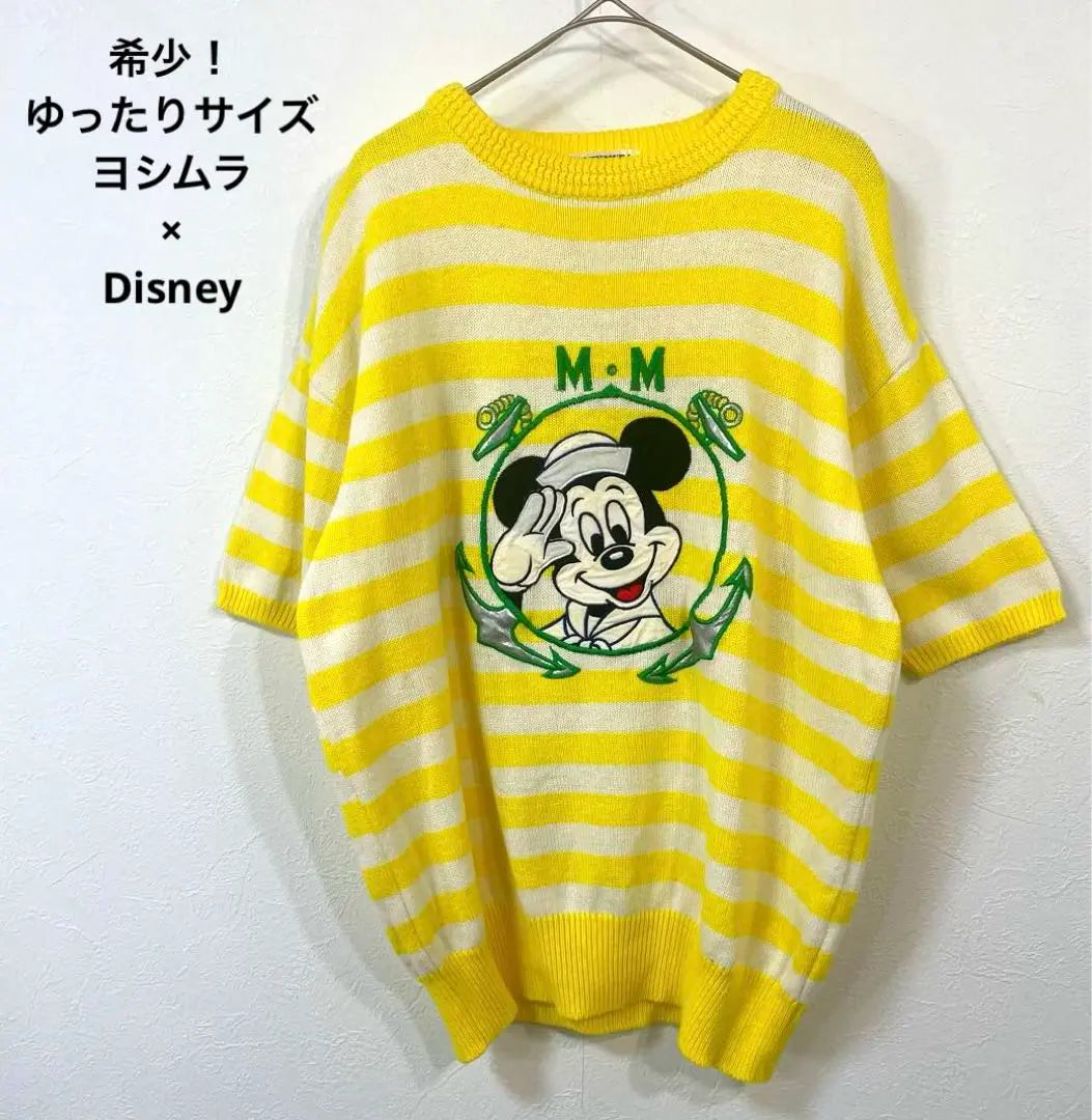 60 raro! Tamaño grande Yoshimura Disney Mickey Knit | 60 años ゆったりサイズ ヨシムラ Disney ミッキー ニット