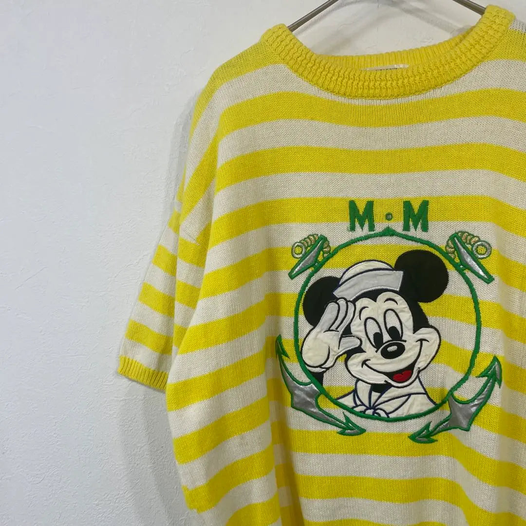 60 raro! Tamaño grande Yoshimura Disney Mickey Knit | 60 años ゆったりサイズ ヨシムラ Disney ミッキー ニット