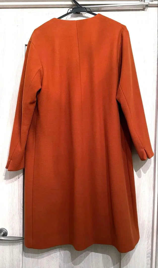 World No Collar Orange Simple Coat