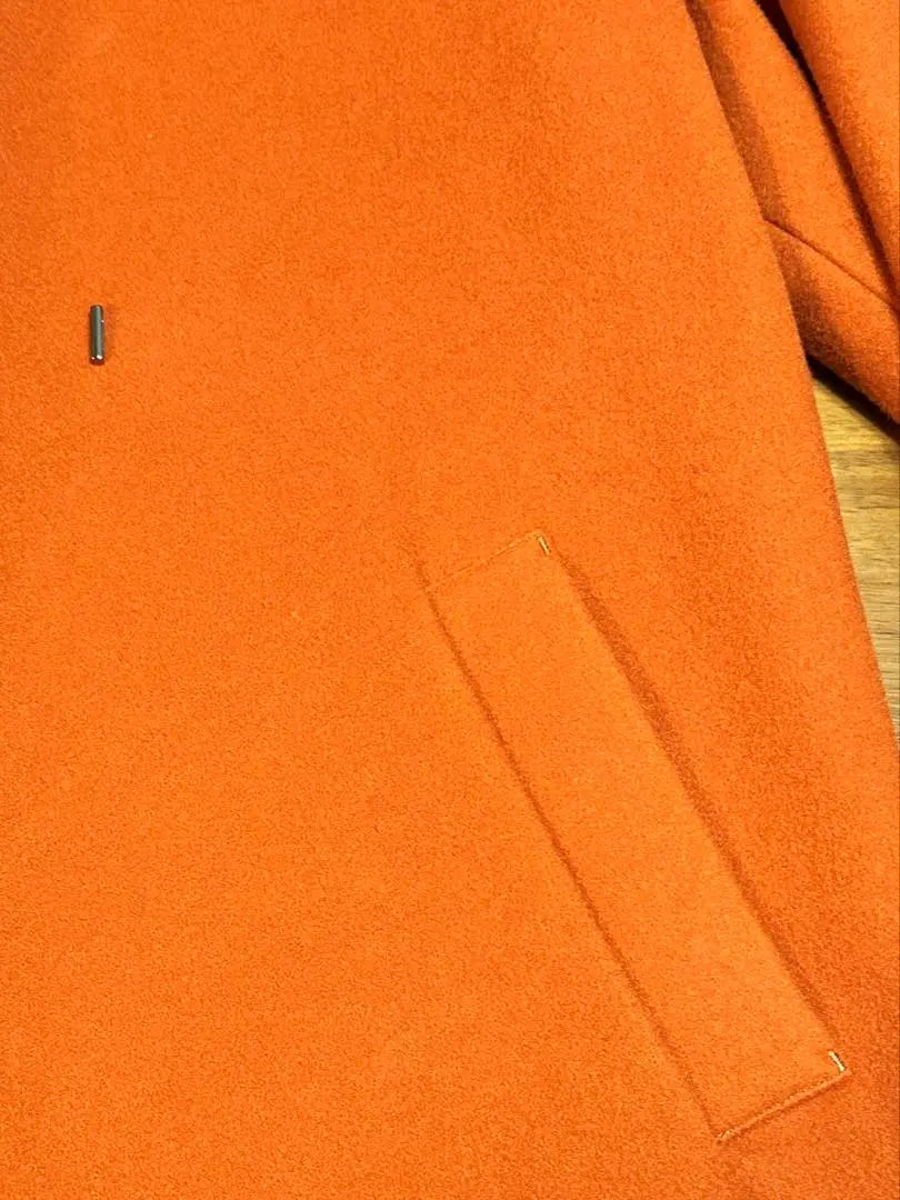 World No Collar Orange Simple Coat