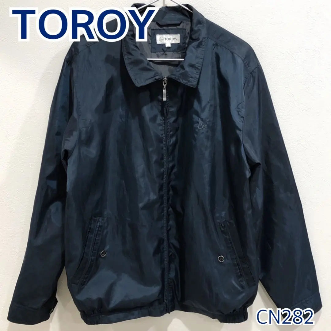 TOROY Oversized Embroidered Logo Stainless Collar Zip-Up Jacket