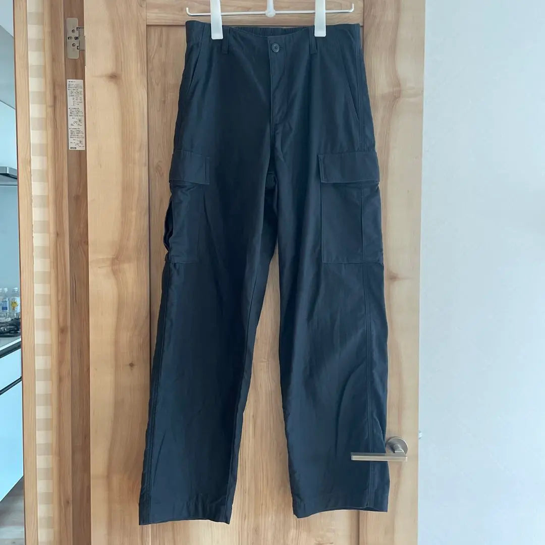 Wide straight cargo pants M long length 77cm dark grey