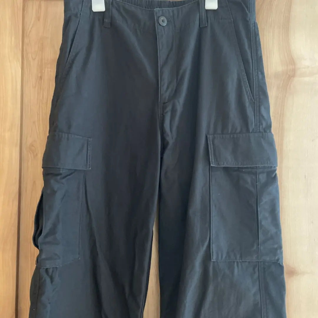 Wide straight cargo pants M long length 77cm dark grey