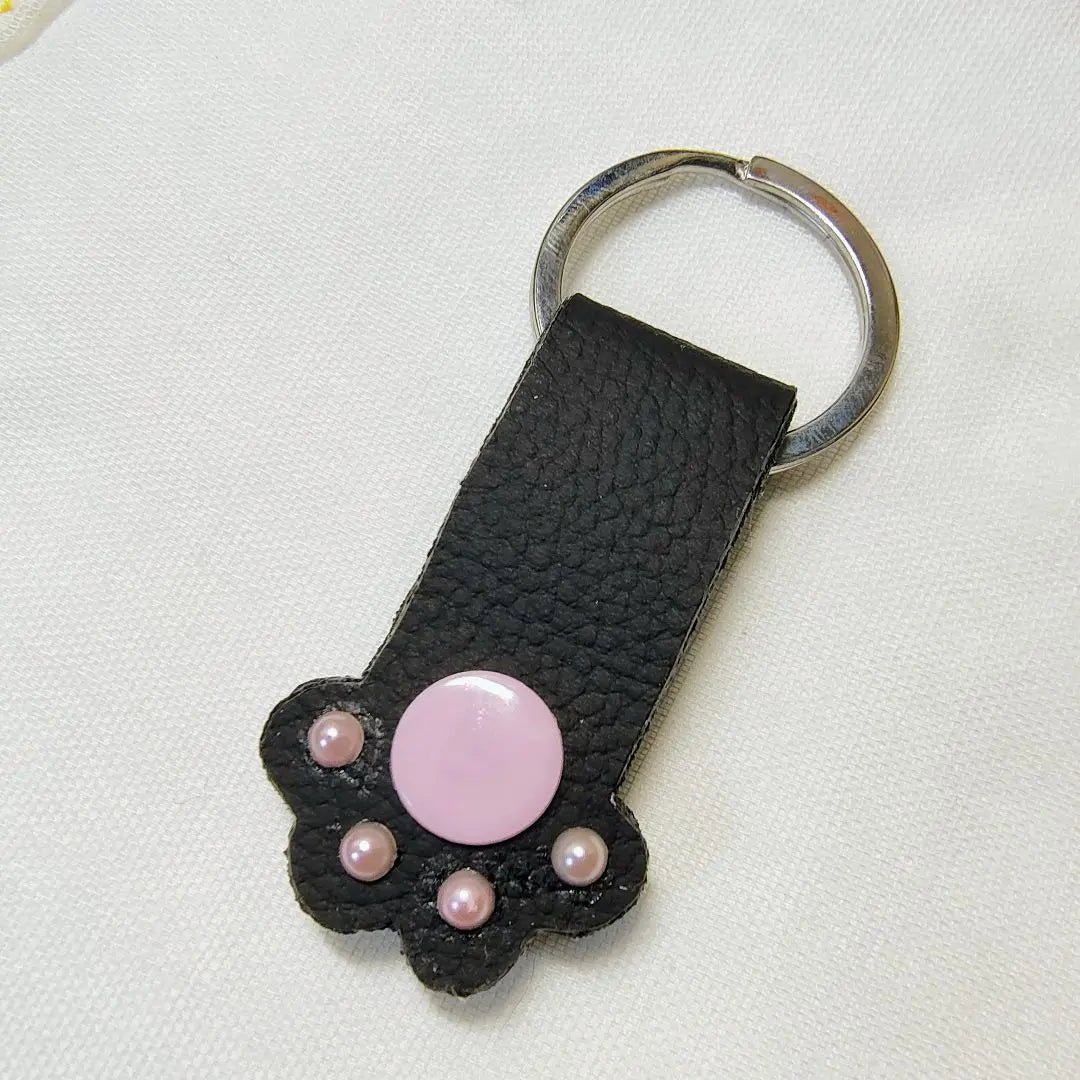 Handmade paws key chain code clip fake leather unused item