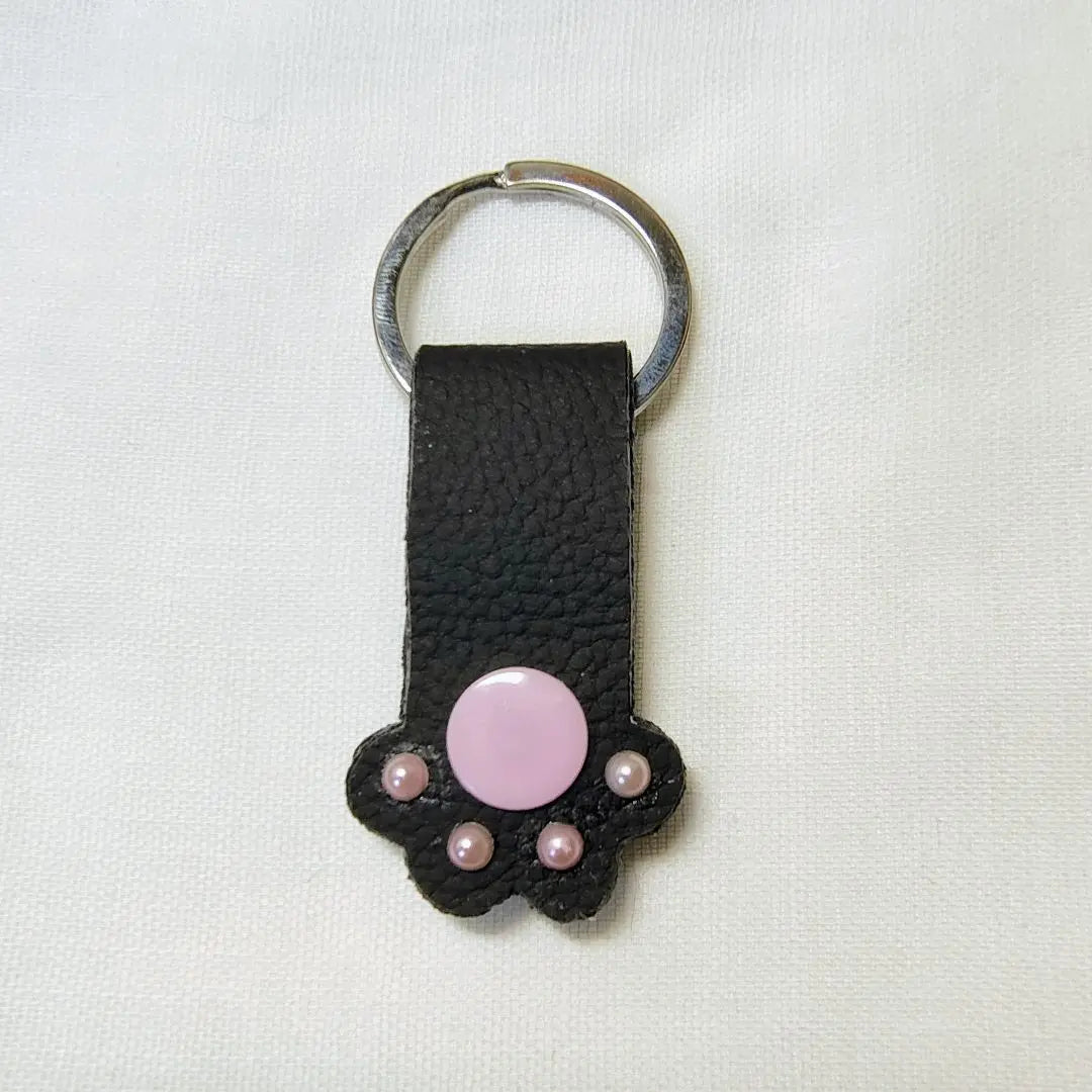 Handmade paws key chain code clip fake leather unused item