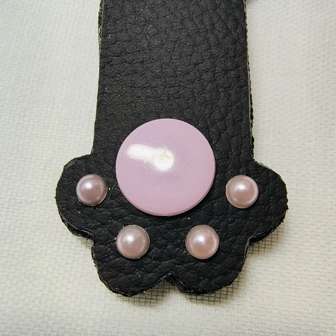 Handmade paws key chain code clip fake leather unused item