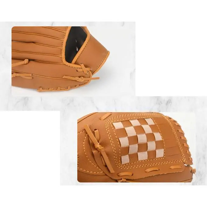 Softball Gloves 12.5 Brown Baseball Soft Catch Ball Gloves Elementary, Junior and Senior High School