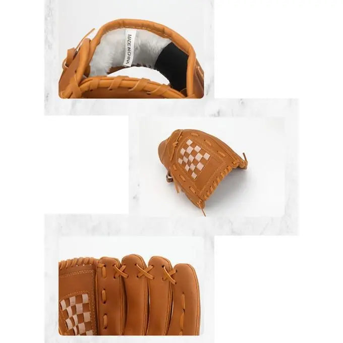 Softball Gloves 12.5 Brown Baseball Soft Catch Ball Gloves Elementary, Junior and Senior High School