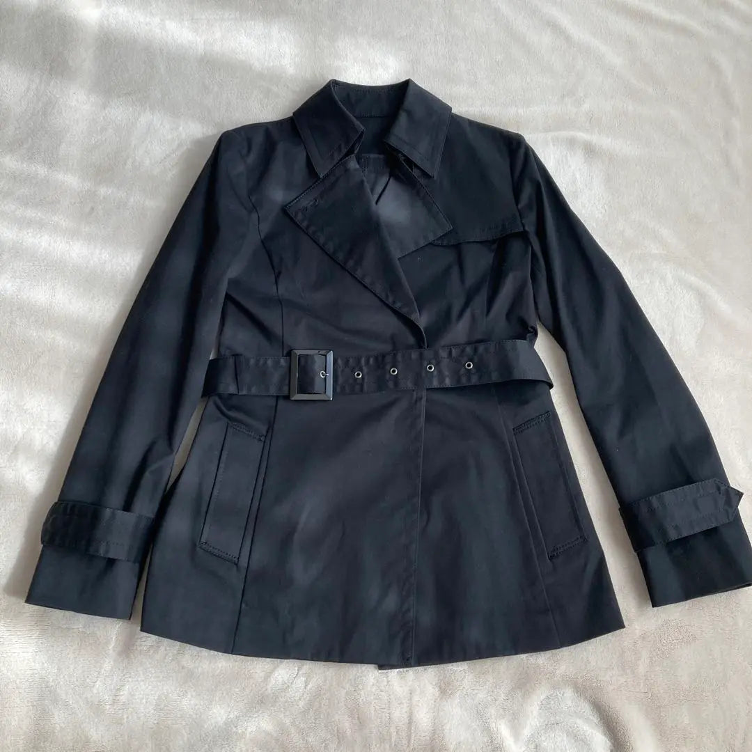 Beautiful United Rose Trench Coat Black M Size