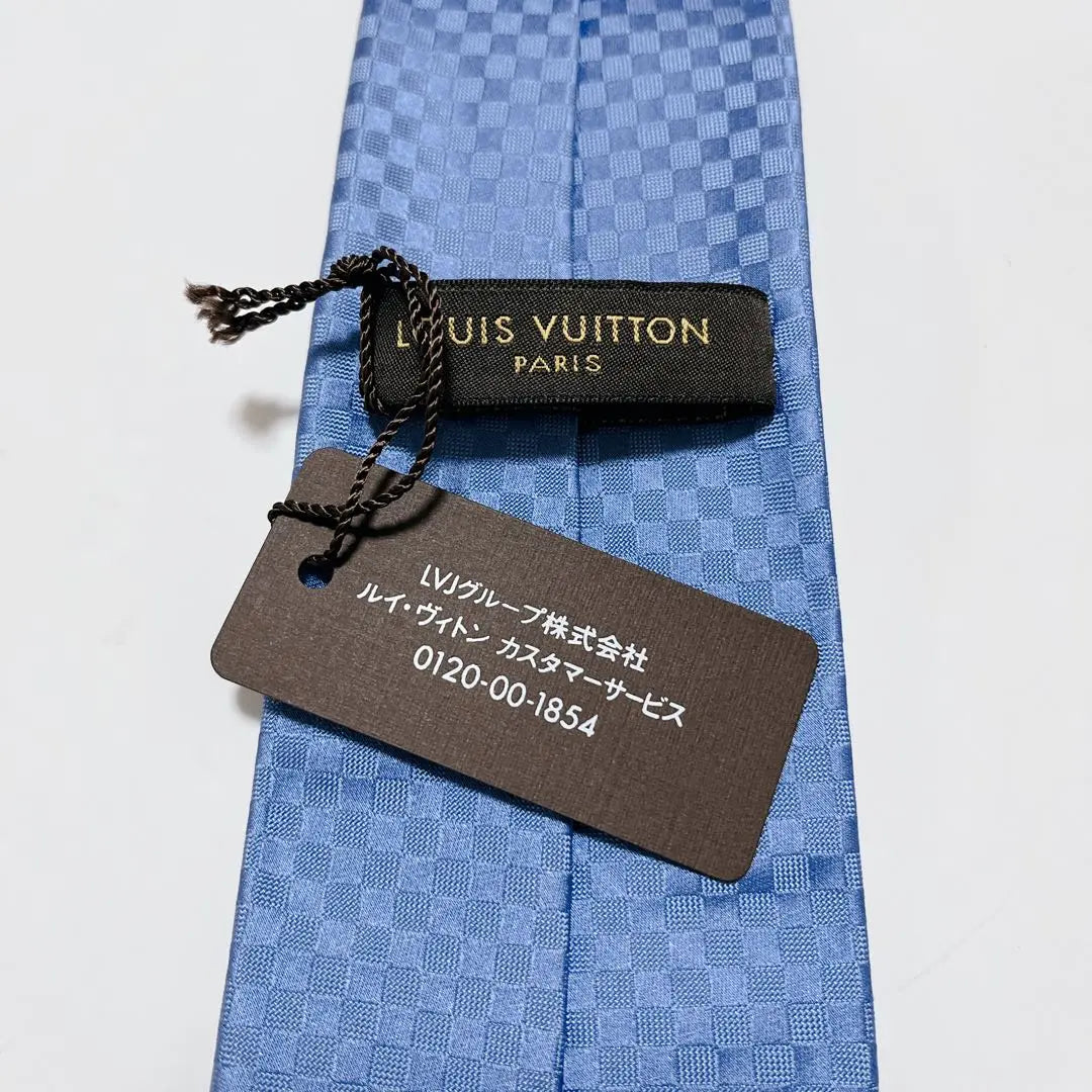 New tag included Louis Vuitton tie high brand Damier pattern logogram glossy