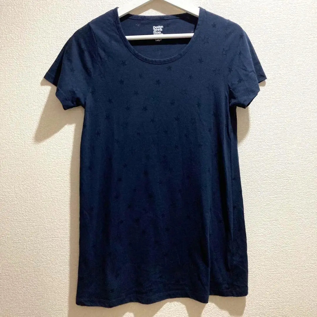 [Granif] Camiseta cortada y cosida, manga corta, estrella, estrella, algodón, elasticidad, transparencia | 【グラニフ】カットソー Tシャツ 半袖 星 スター 綿 伸縮性 透け感