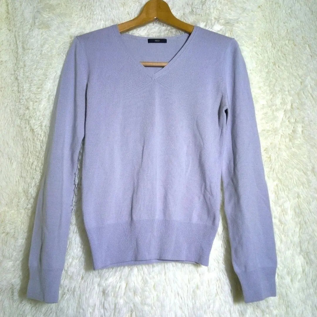 INE'D [9] Women's V-neck knit sweater long sleeves gray old clothes