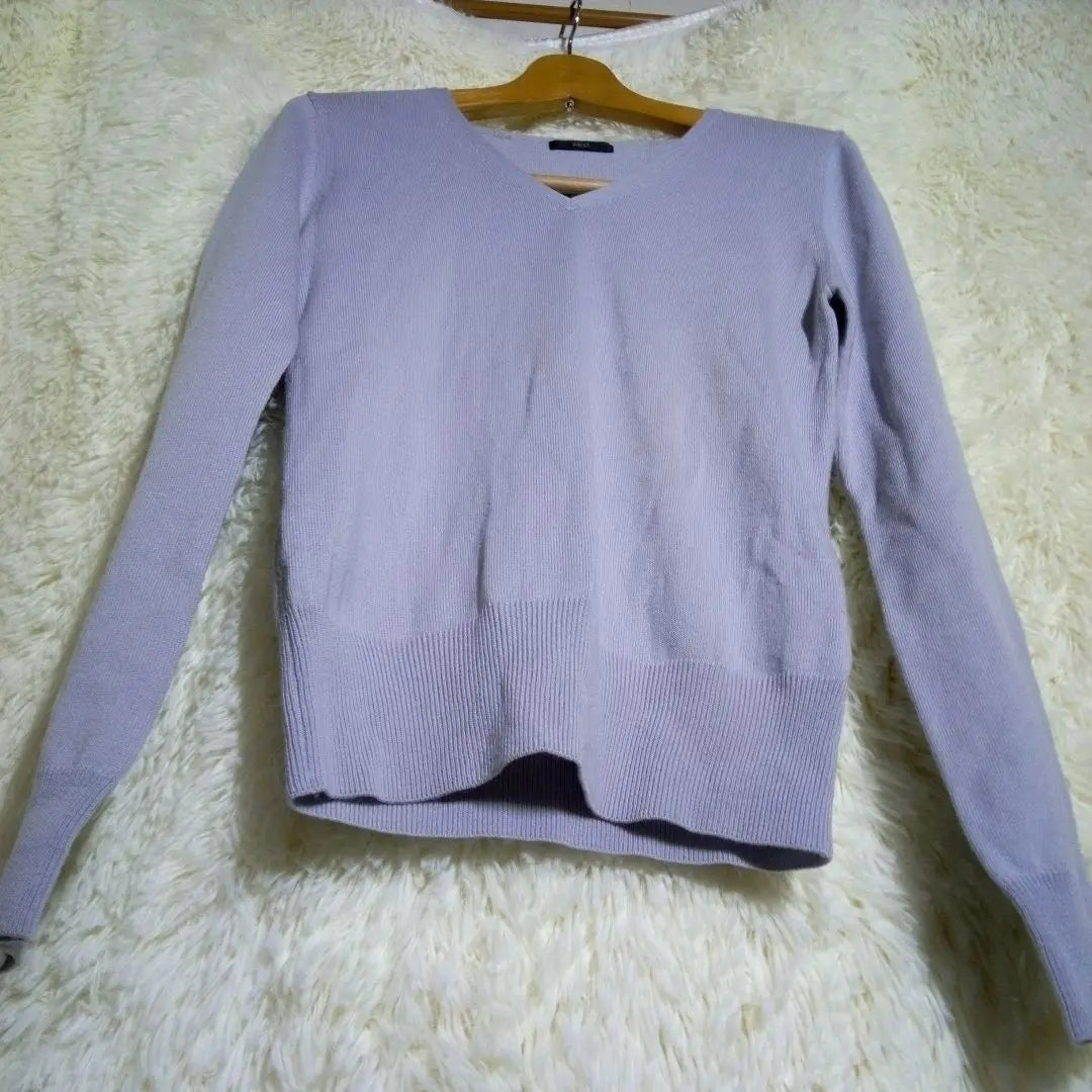 INE'D [9] Women's V-neck knit sweater long sleeves gray old clothes