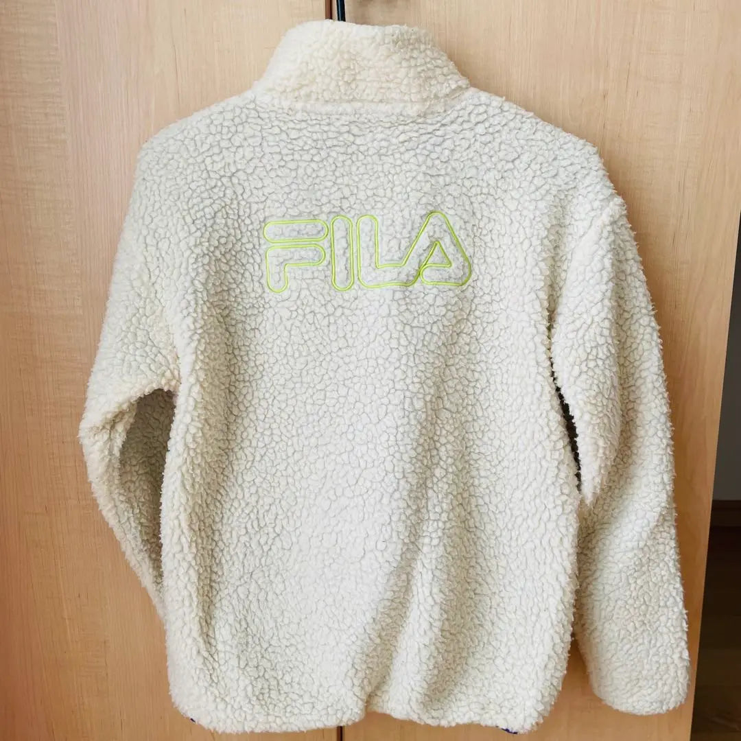 FILA×BEAMS Anorak mini Boa con media cremallera Marfil