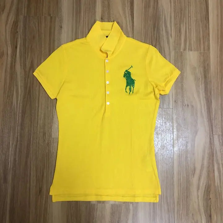 Ralph Lauren Polo Shirt Women's L Yellow Beaded Pony