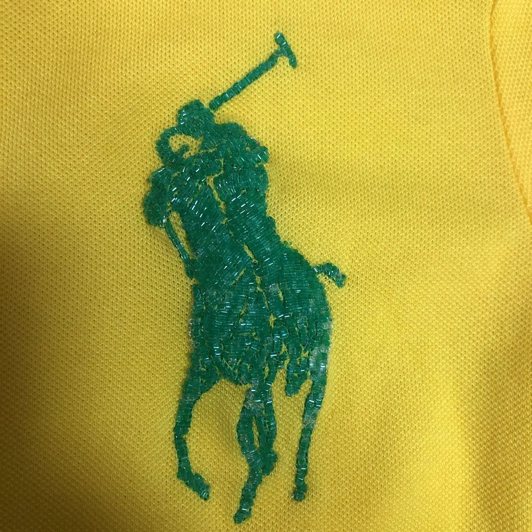 Polo Ralph Lauren para mujer, talla L, color amarillo con cuentas de poni