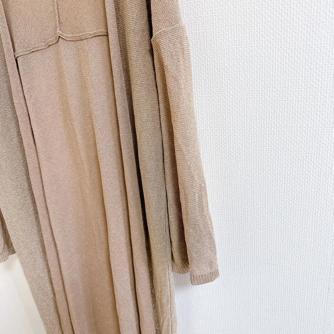 Egoist Women's Long Cardigan (L) Glitter Beige