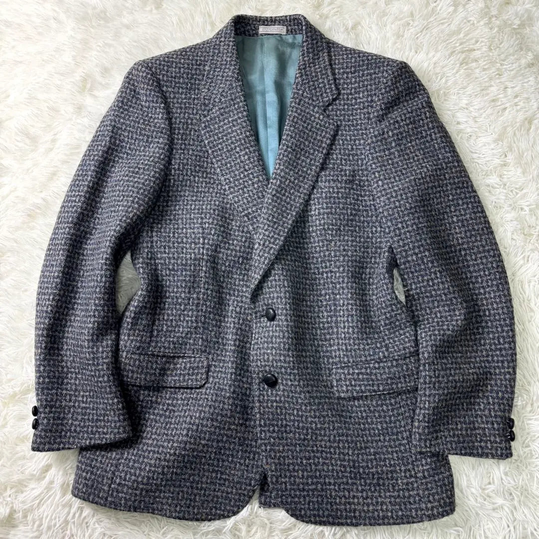 Productos hermosos ✨ Chaqueta a medida Harris Tweed Azul Tweed Walnut Equivalente XL | 美品✨ハリスツイード テーラードジャケット ブルー系 ツイード くるみ XL相当