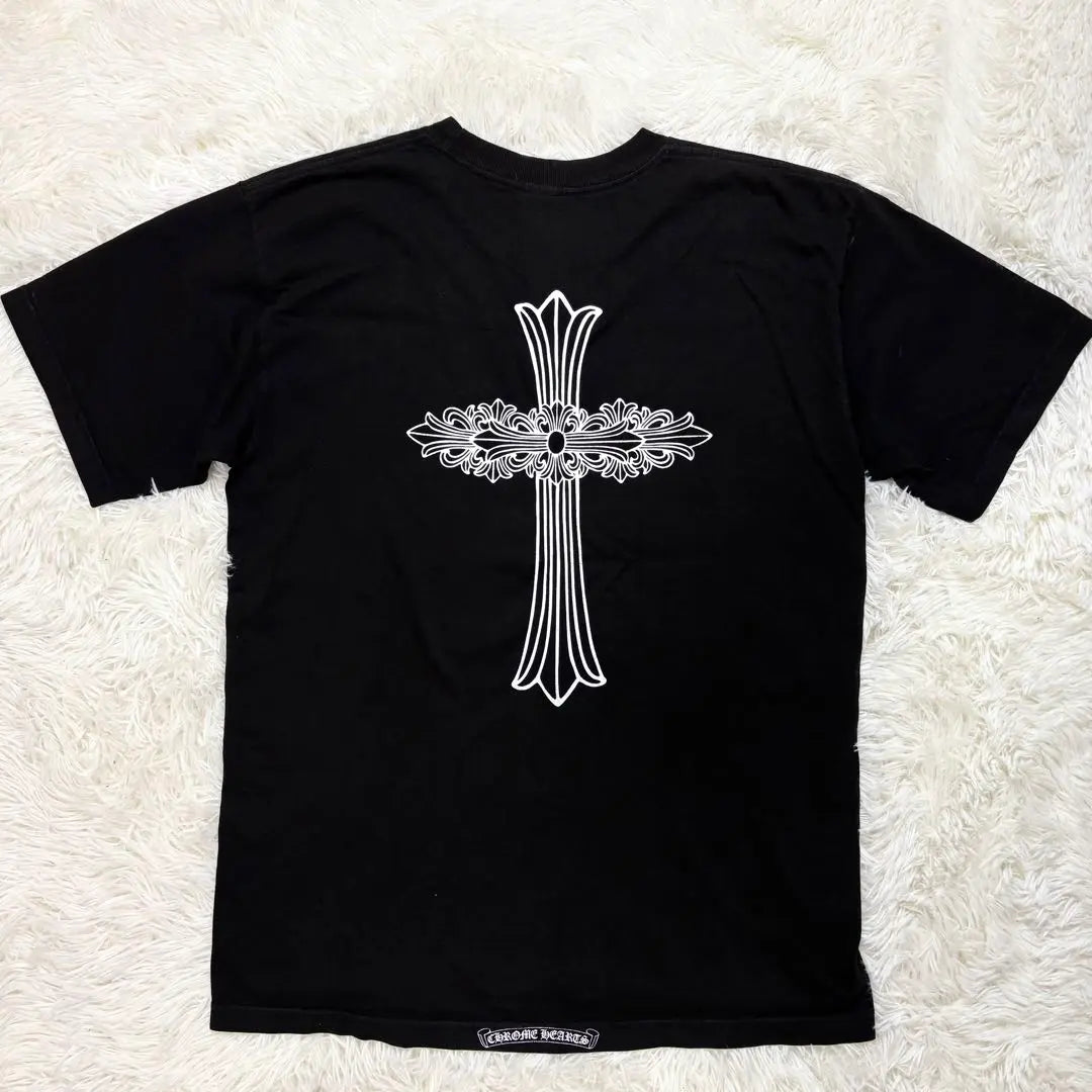 [Extremadamente raro] Camiseta de tela con cuello y doble estampado floral de Chrome Hearts, talla L, valorada