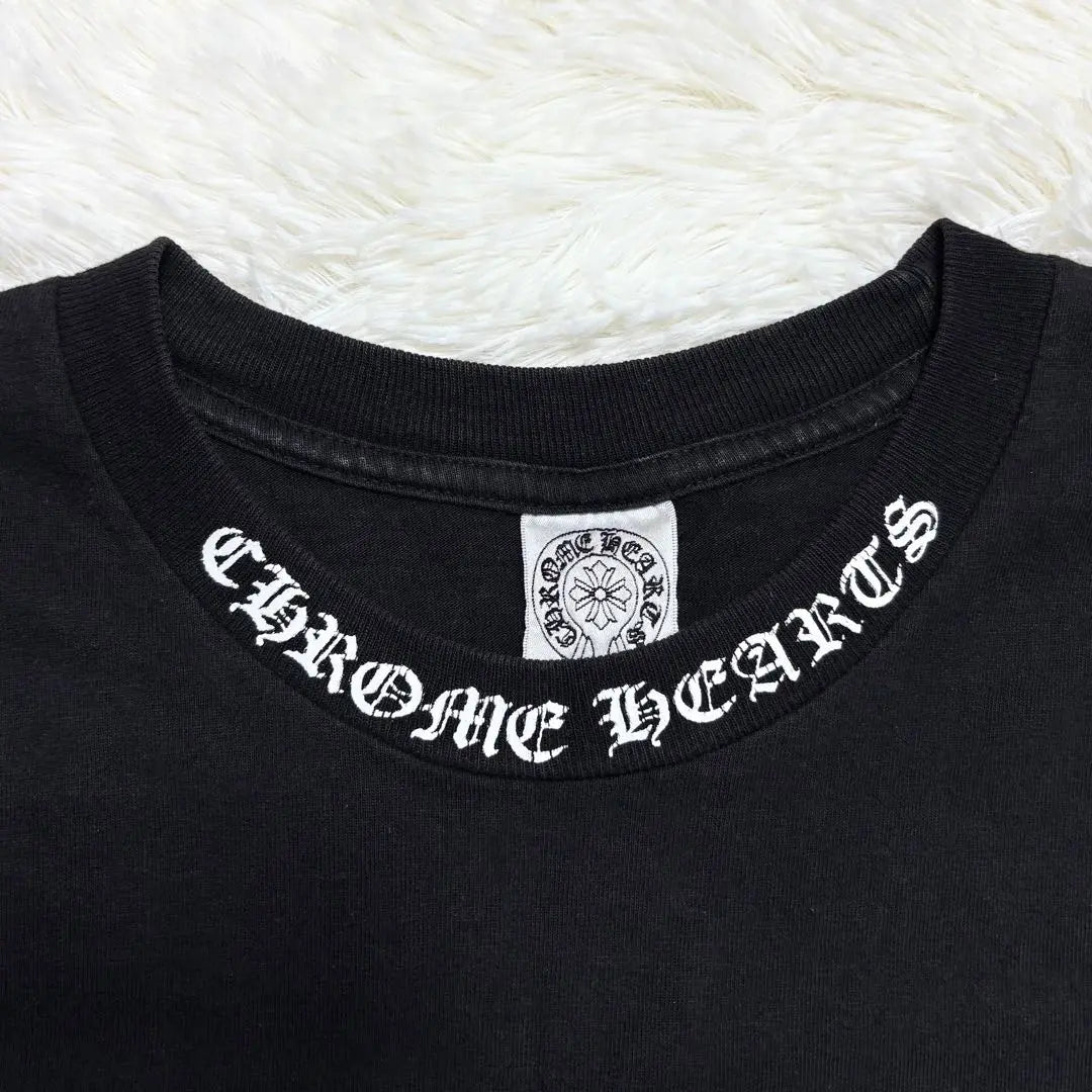 [Extremadamente raro] Camiseta de tela con cuello y doble estampado floral de Chrome Hearts, talla L, valorada