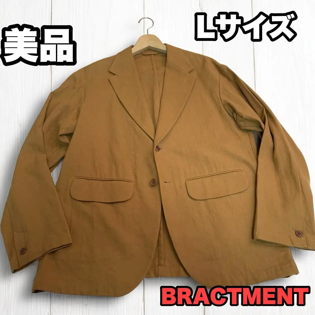 Good Condition BRACTMENT Hemp Blend Spring/Summer Tailored Jacket Camel L Size