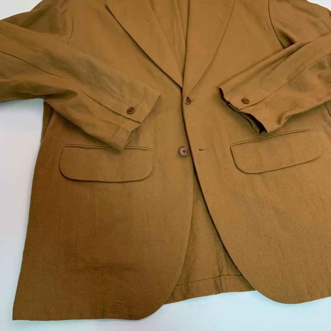 Good Condition BRACTMENT Hemp Blend Spring/Summer Tailored Jacket Camel L Size