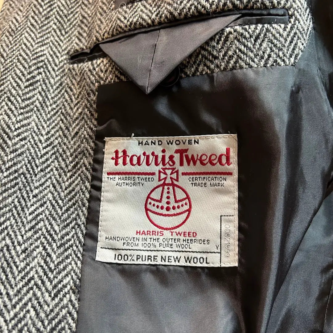 Harris Tweed Herringbone Stainless Court Gray Hyoki Epoleet